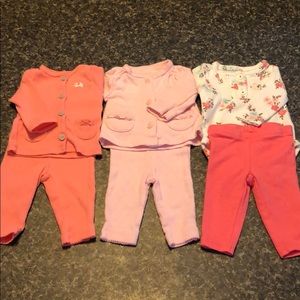 Lot of 3 long sleeve newborn outfits